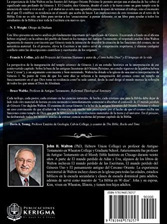 Contraportada de El Mundo Perdido de Génesis Uno, de John H. Walton