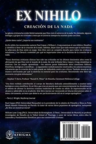 Contraportada de Ex-Nihilo, de Paul Copan