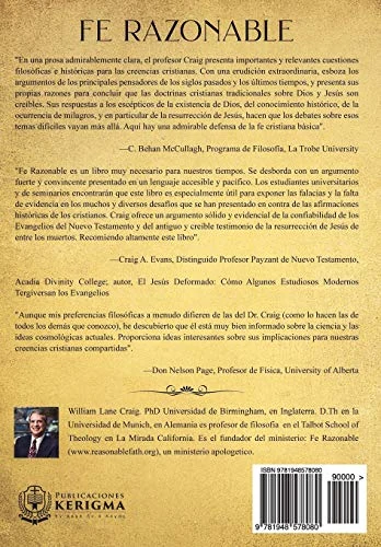 Contraportada de Fe Razonable, de William Lane Craig