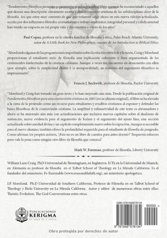 Contraportada de Fundamentos Filosóficos para una Cosmovisión Cristiana, de J.P. Moreland