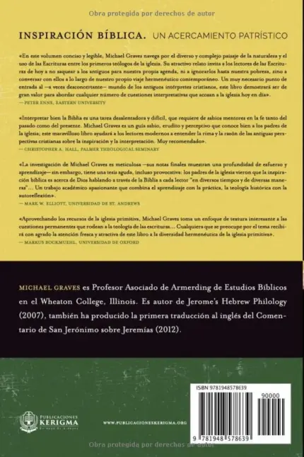 Contraportada de Inspiración bíblica, de Michael Graves