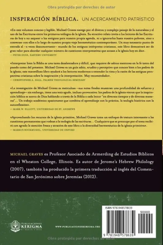 Contraportada de Inspiración bíblica, de Michael Graves
