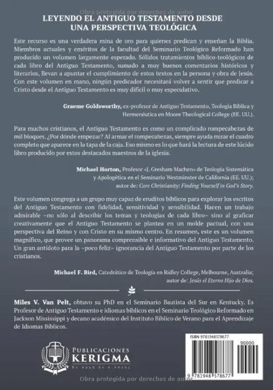 Contraportada de Mensaje y Teología del Antiguo Testamento, de Miles V. Van Pelt