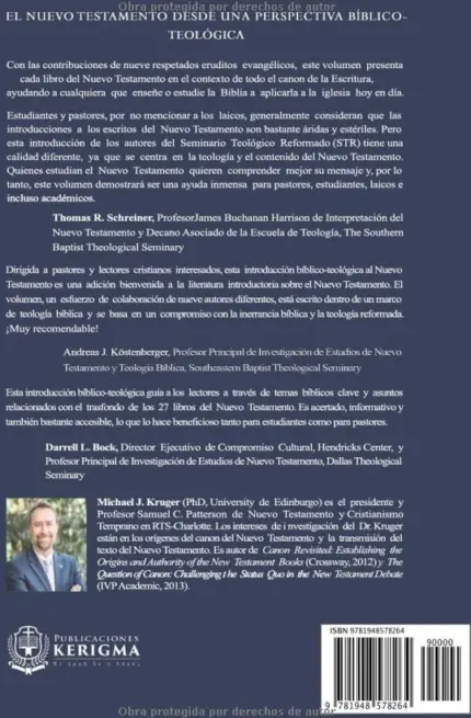 Contraportada de Mensaje y Teología del Nuevo Testamento, de Michael J. Kruger