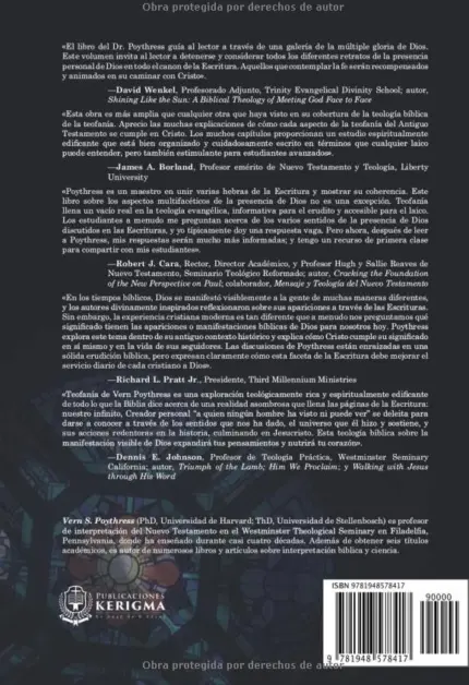 Contraportada de Teofanía, de Vern S Poythress