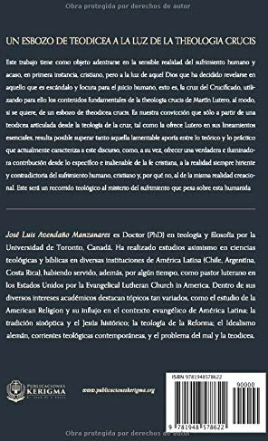 Contraportada de Un esbozo de teodicea a la luz de la theologia crucis, de Jose Luis Avendaño Manzanares