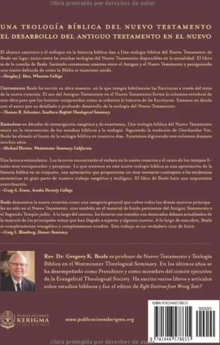 Contraportada de Una teología bíblica del Nuevo Testamento, VOL. 2, de G. K. Beale