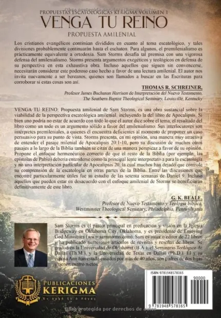 Contraportada de Venga Tu Reino, de Sam Storms