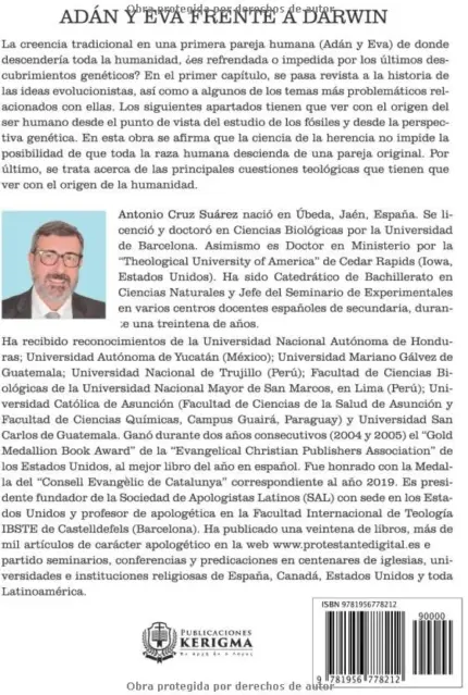 Contraportada de Adán y Eva Frente a Darwin, de Antonio Cruz
