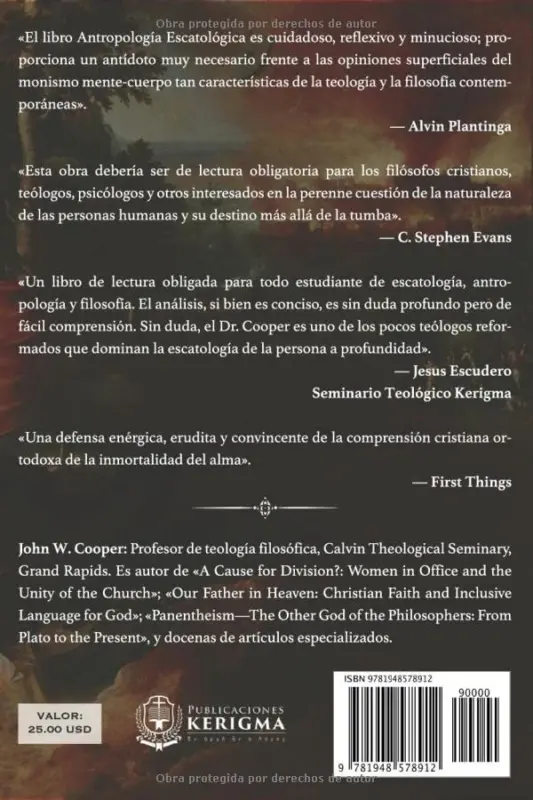 Contraportada de Antropología Escatológica, de John W. Cooper