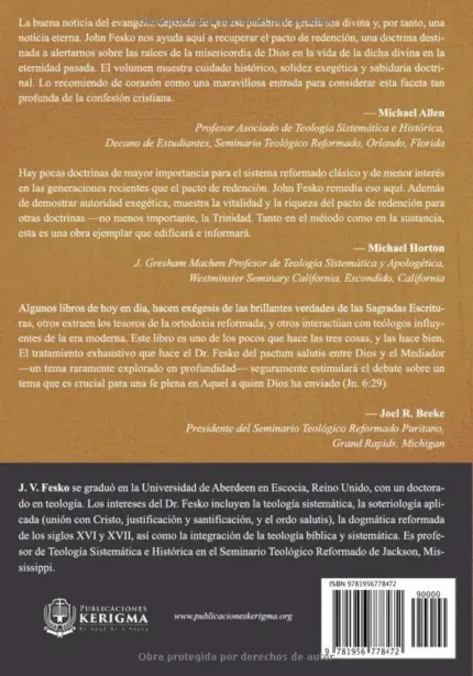 Contraportada de La Trinidad y el Pacto de Redención, de J. V. Fesko