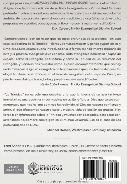Contraportada de Las Profundidades de Dios, de Fred Sanders