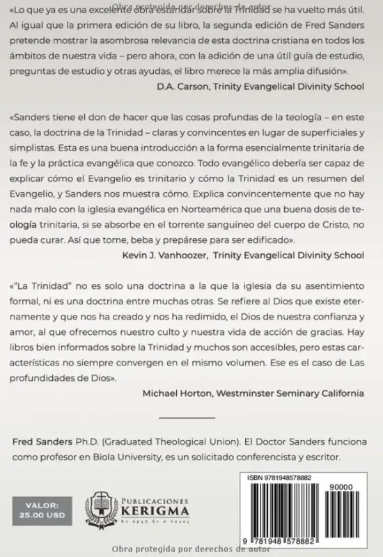 Contraportada de Las Profundidades de Dios, de Fred Sanders