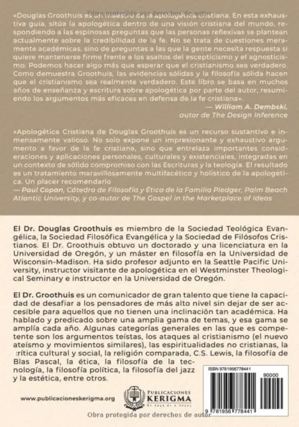 Contraportada de Manual de Apologética Cristiana, de Douglas Groothuis