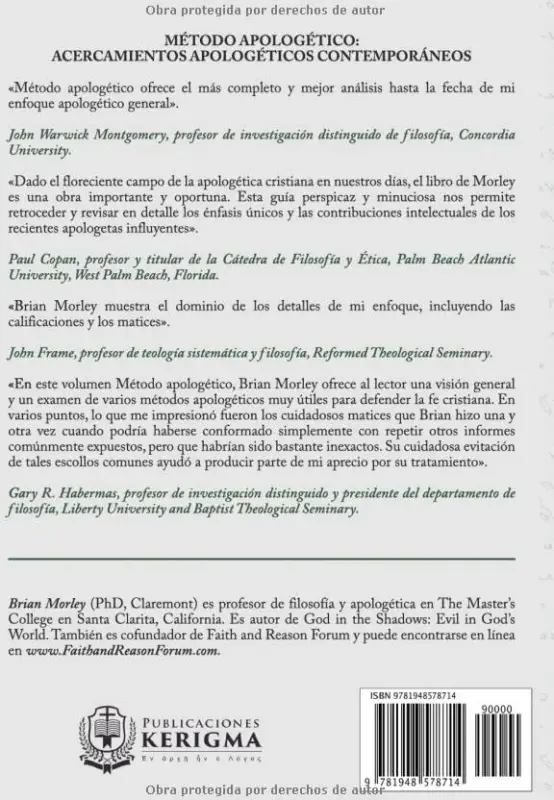 Contraportada de Metodo Apologetico, de Brian Morley