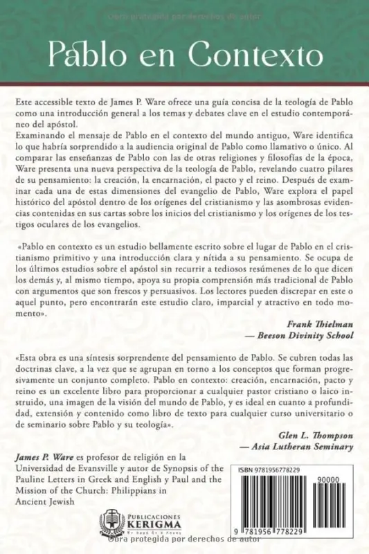 Contraportada de Pablo en contexto, de James P. Ware