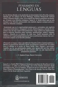 Contraportada de Pensando en Lenguas, de James K. A. Smith