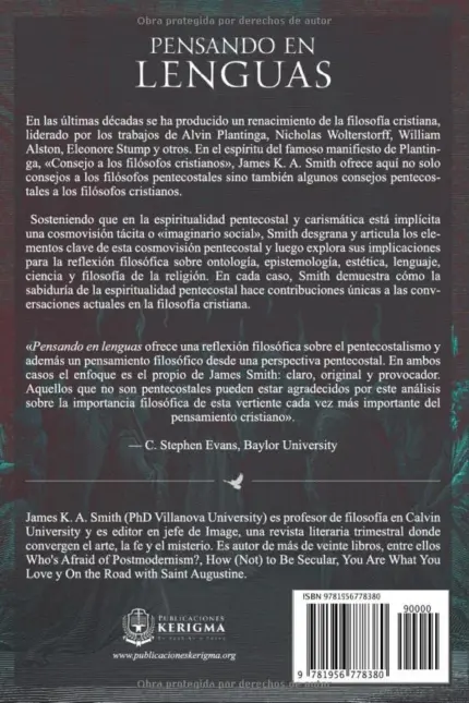 Contraportada de Pensando en Lenguas, de James K. A. Smith