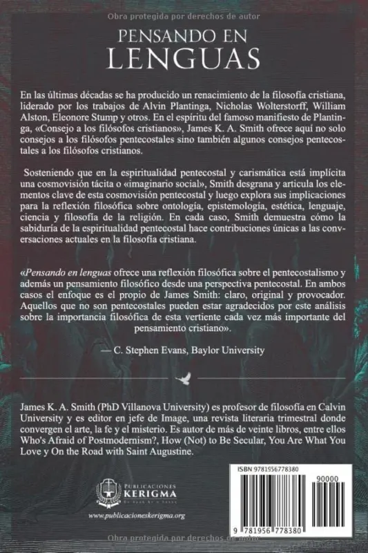 Contraportada de Pensando en Lenguas, de James K. A. Smith
