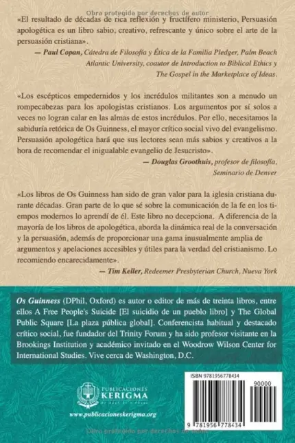 Contraportada de Persuasión Apologética, de Os Guinness