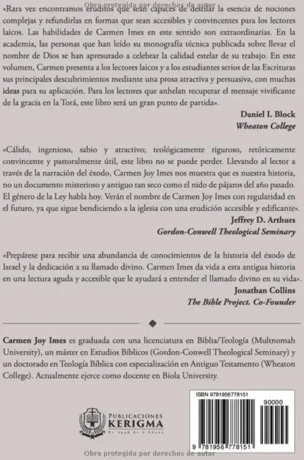 Contraportada de Portadores de su Nombre, de Carmen Joy Imes