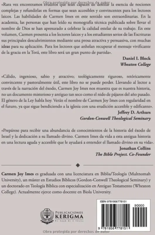Contraportada de Portadores de su Nombre, de Carmen Joy Imes