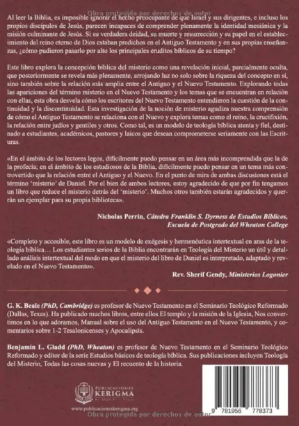 Contraportada de Teología del Misterio, de G.K. Beale