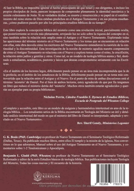 Contraportada de Teología del Misterio, de G.K. Beale