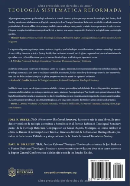 Contraportada de Teología Sistemática, de Joel R. Beeke