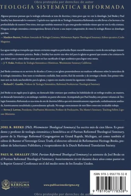 Contraportada de Teología Sistemática, de Joel R. Beeke