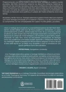 Contraportada de Teología Sistemática Global, de Veli-Matti Kärkkäinen