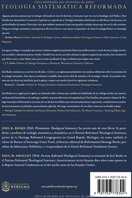 Contraportada de Teología Sistemática, de Joel R. Beeke
