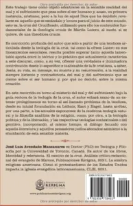 Contraportada de Una Teodicea a la Luz de la Teología de la Cruz, de José Luis Avendaño