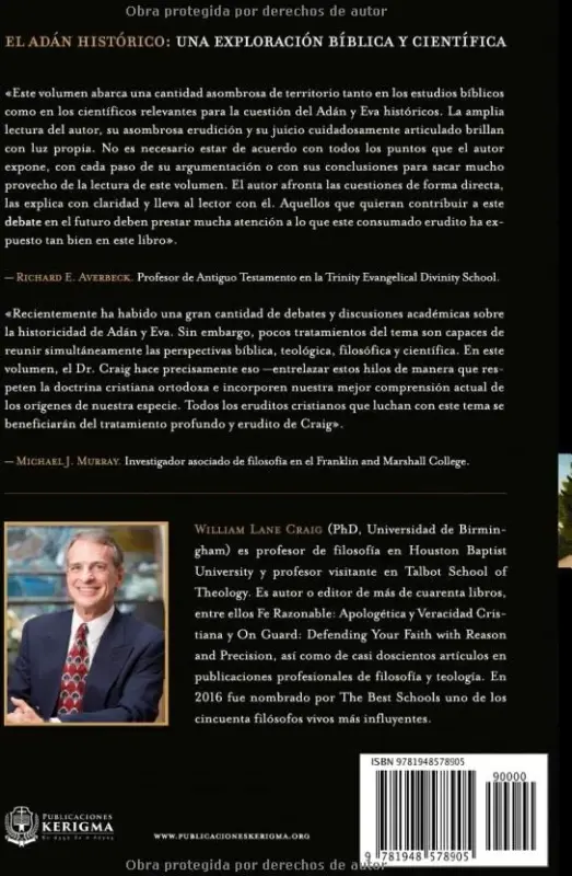 Contraportada de El Adán Histórico, de Wiliam Lane Craig