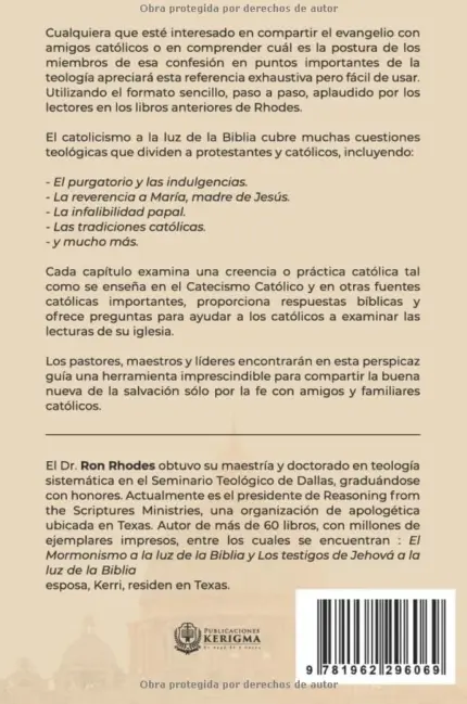 Contraportada de El Catolicismo a la luz de la Biblia, de Ron Rhodes