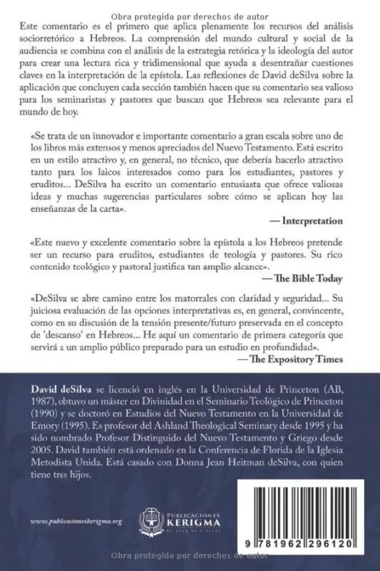 Contraportada de Hebreos, de David deSilva