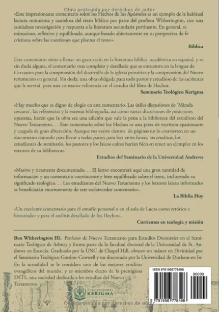 Contraportada de Hechos de los Apóstoles, de Ben Witherington III