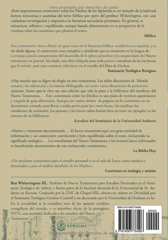 Contraportada de Hechos de los Apóstoles, de Ben Witherington III
