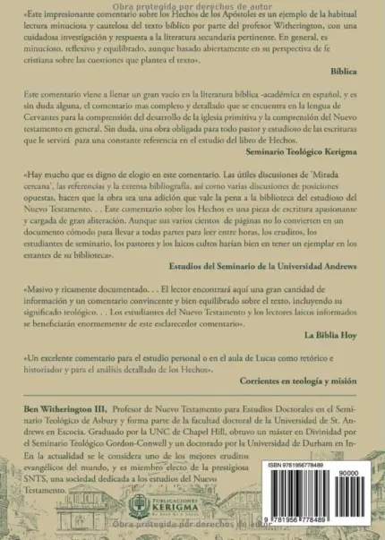 Contraportada de Hechos de los Apóstoles, de Ben Witherington III