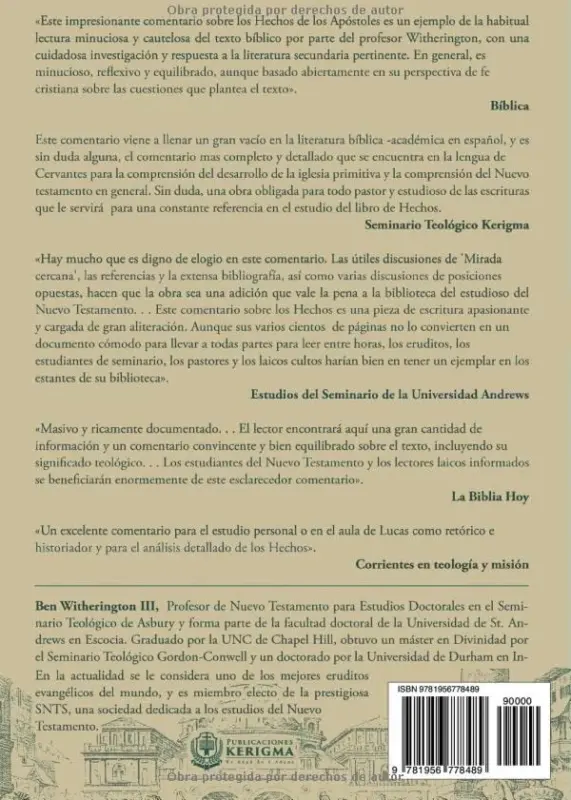 Contraportada de Hechos de los Apóstoles, de Ben Witherington III