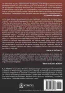 Contraportada de La Confiabilidad del Antiguo Testamento, de K. A. Kitchen