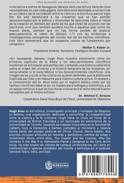 Contraportada de NAVEGANDO GÉNESIS, de Hugh Ross