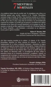 Contraportada de Siete Mentiras Mortales en la Cultura y la Iglesia, de Timothy Dresselhaus MD,MPH